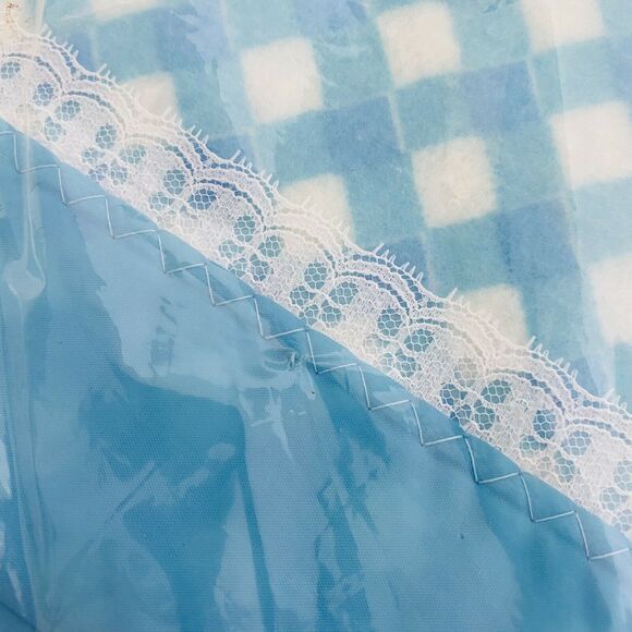 Vintage Fieldcrest Blanket Blue White Yellow Floral Satin Lace Trim 90x72 New - Picture 3 of 5